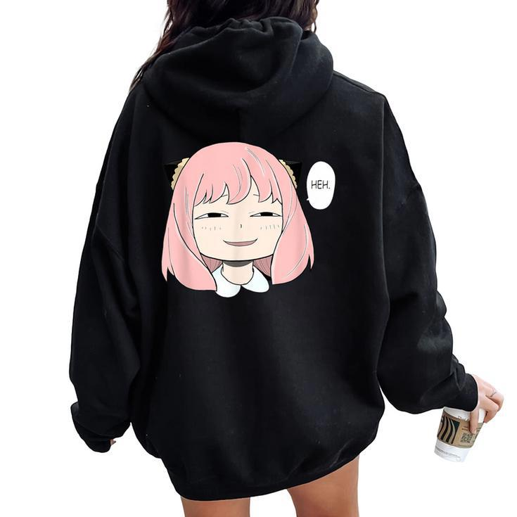 A Cute Girl Emotion Smile Heh For Family Holidays Women Oversized Hoodie Back Print