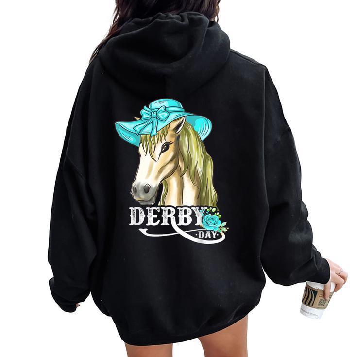 Derby Day 2024 Fascinator Hat Horse Racing Lover Women Oversized Hoodie Back Print