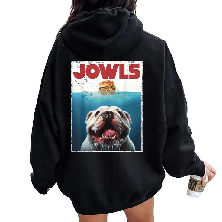 English Bulldog Jowls British Bully Burger Dog Mom Dad Women Oversized Hoodie Back Print