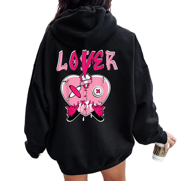 Loser Lover Pink Drip Heart Matching For Women Women Oversized Hoodie Back Print