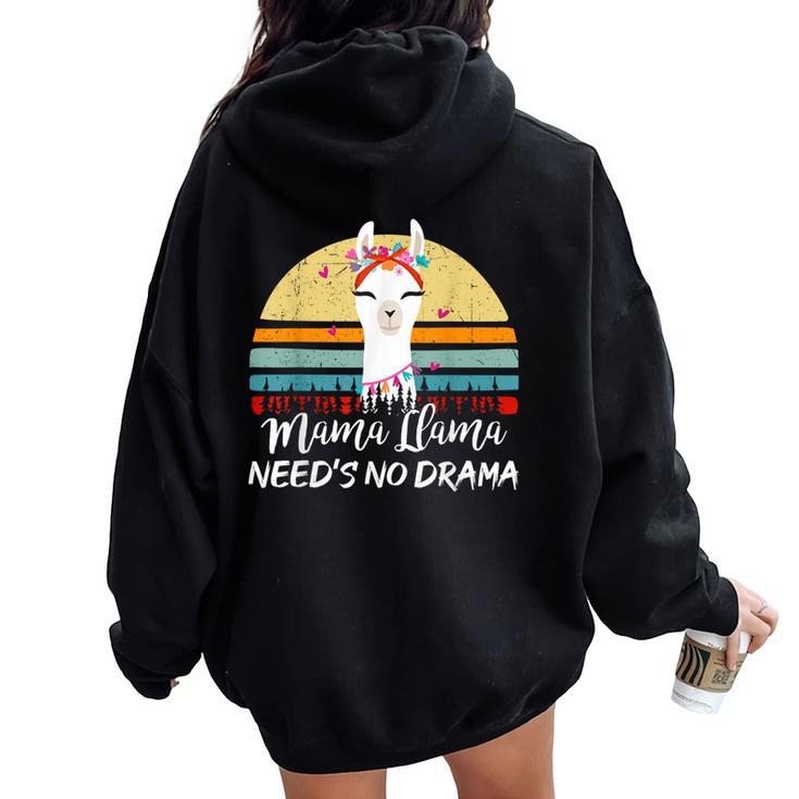 Mama-Llama Needs No Drama Mom Women Oversized Hoodie Back Print