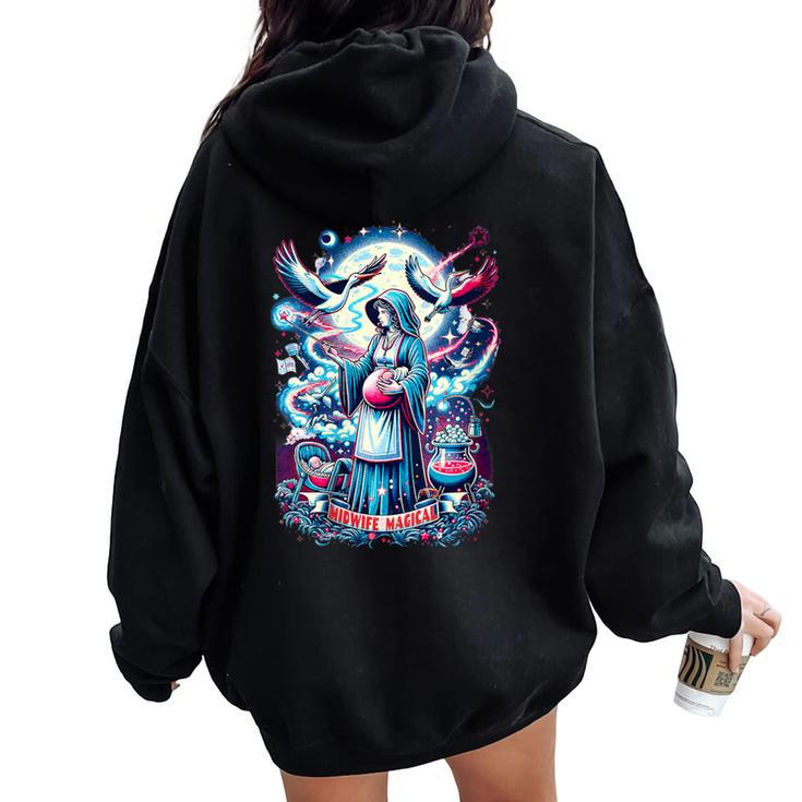 Midwife Magical Fantasy For Both And Vintage Women Oversized Hoodie Back Print
