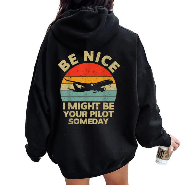 Pilot For Aviation Airplane Pilot Women Oversized Hoodie Back Print