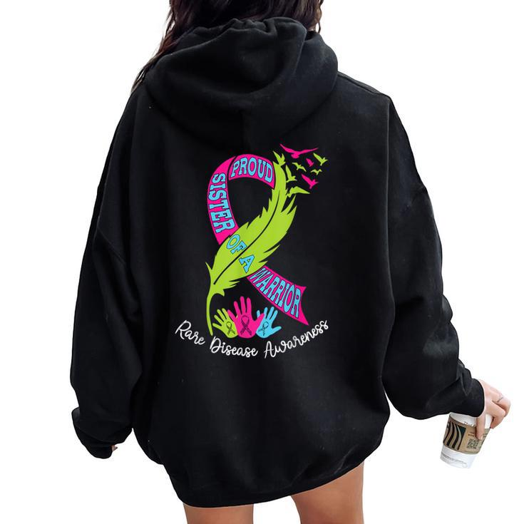 Proud Sister Of A Warrior Rare Disease Awareness Women Oversized Hoodie Back Print