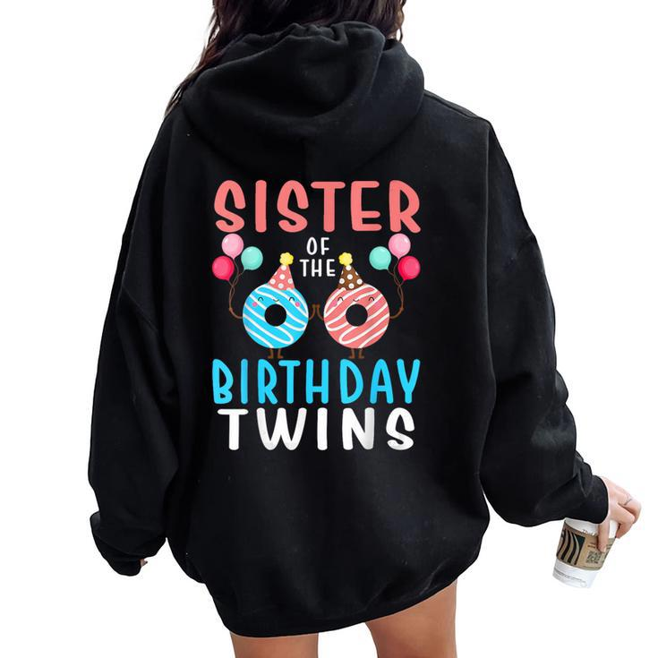 Sister Of The Birthday Twins Donut Women Oversized Hoodie Back Print