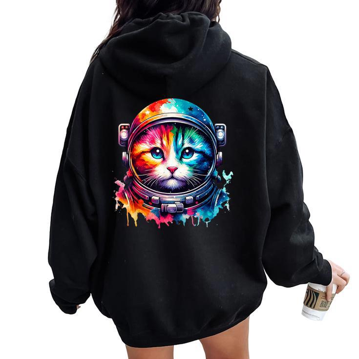 Space CatCat Astronaut For Cat Lover Women Oversized Hoodie Back Print