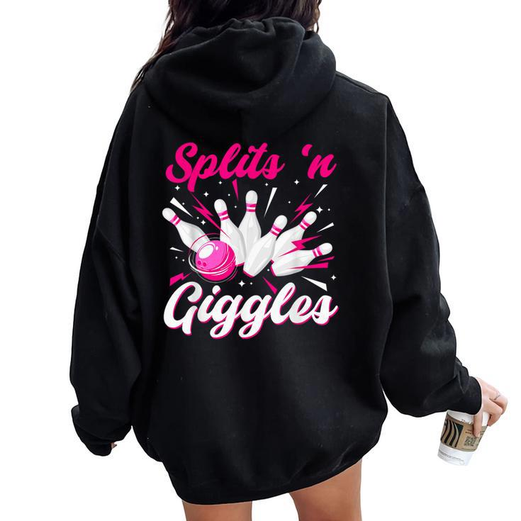 Splits 'N Giggles Bowling Team Cute Bowler Girls Women Oversized Hoodie Back Print