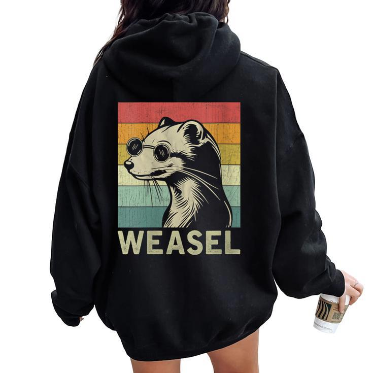 Weasel Lover Weasel Retro Women Oversized Hoodie Back Print