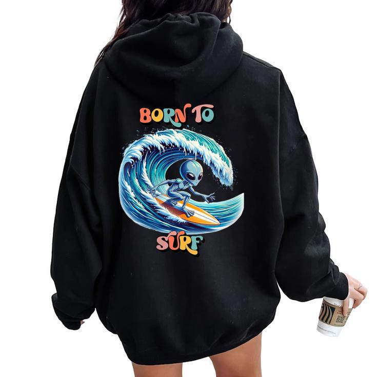 Galactic Alien Wave Rider Extraterrestrial Space Surfer Women Oversized Hoodie Back Print