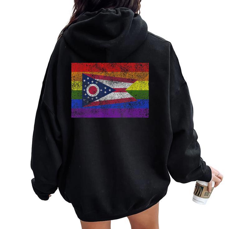 Gay Ohio Rainbow Flag For Lesbian Gay Pride Women Oversized Hoodie Back Print