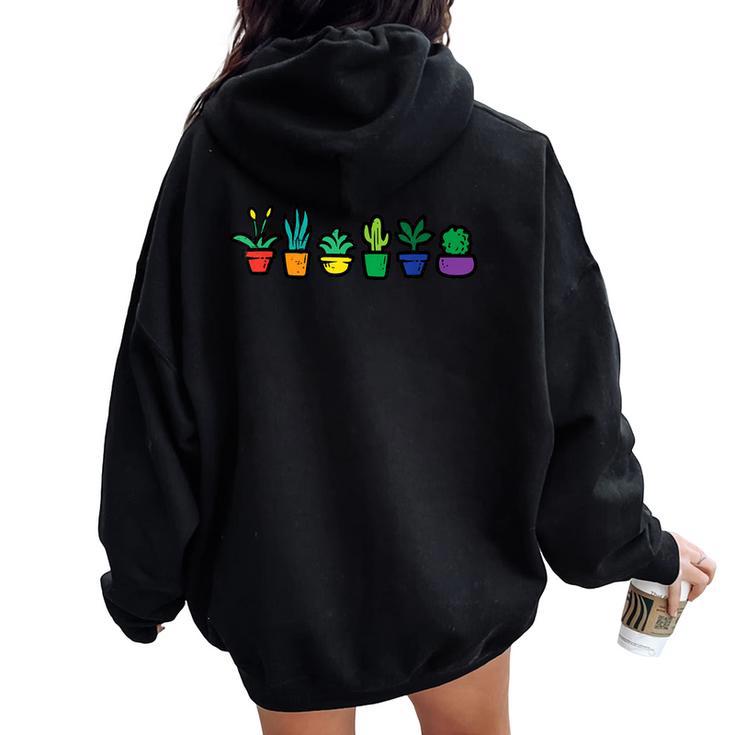 Gay Pride Plant Pots Rainbow Flag Lgbtq Gardening Men Women Oversized Hoodie Back Print