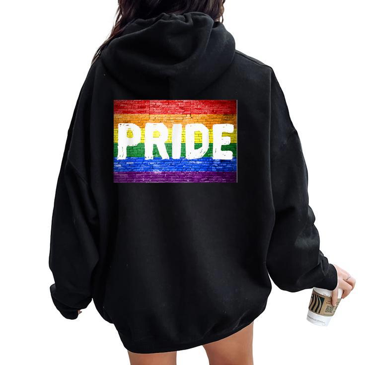 Gay Pride Proud Lgbt Rainbow Graffiti Sign Flag Women Oversized Hoodie Back Print