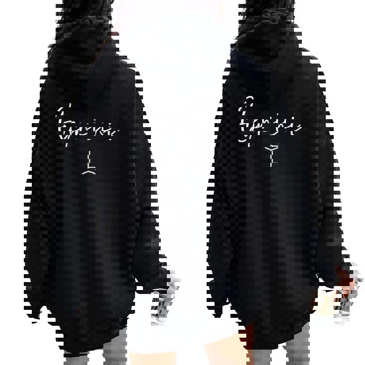 Gemini Sign Trendy Minimalist Zodiac Womens Women Oversized Hoodie Back Print