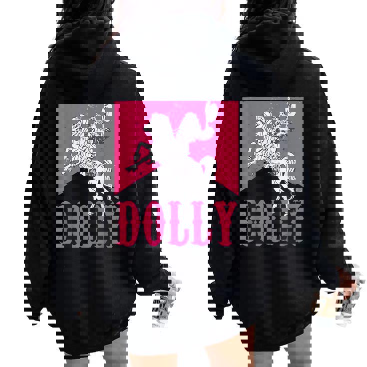 Girl Retro Personalized Dolly Cowgirl First Name Vintage Women Oversized Hoodie Back Print