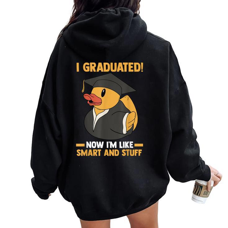 Graduate School Duck Graduation Women Oversized Hoodie Back Print