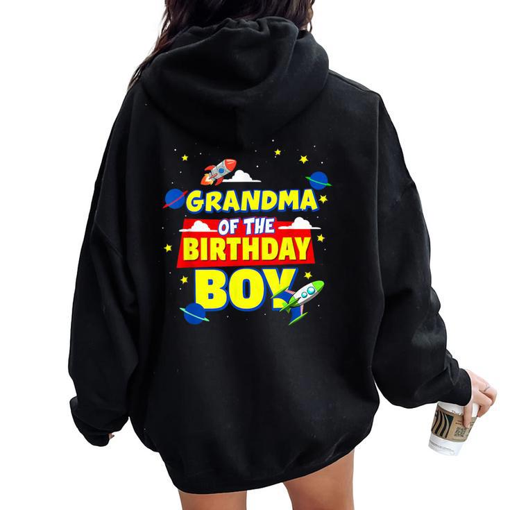 Grandma Of Birthday Astronaut Boy Outer Space Theme Party Women Oversized Hoodie Back Print