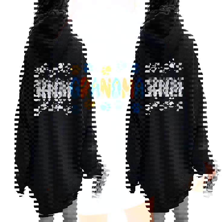 Grandma Of The Birthday Boy Girl Dog Family Matching Women Oversized Hoodie Back Print