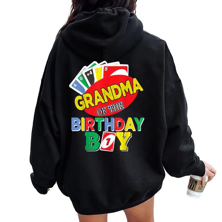 Grandma Of The Uno Birthday Boy Uno Birthday Boy Women Oversized Hoodie Back Print