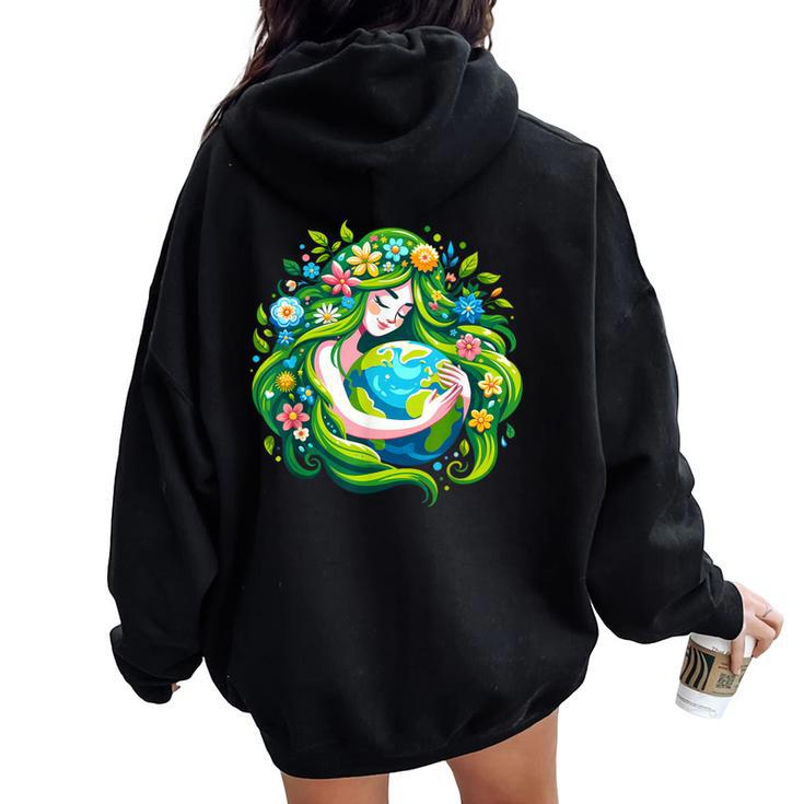 Green Goddess Earth Day Save Our Planet Girl Kid Women Oversized Hoodie Back Print