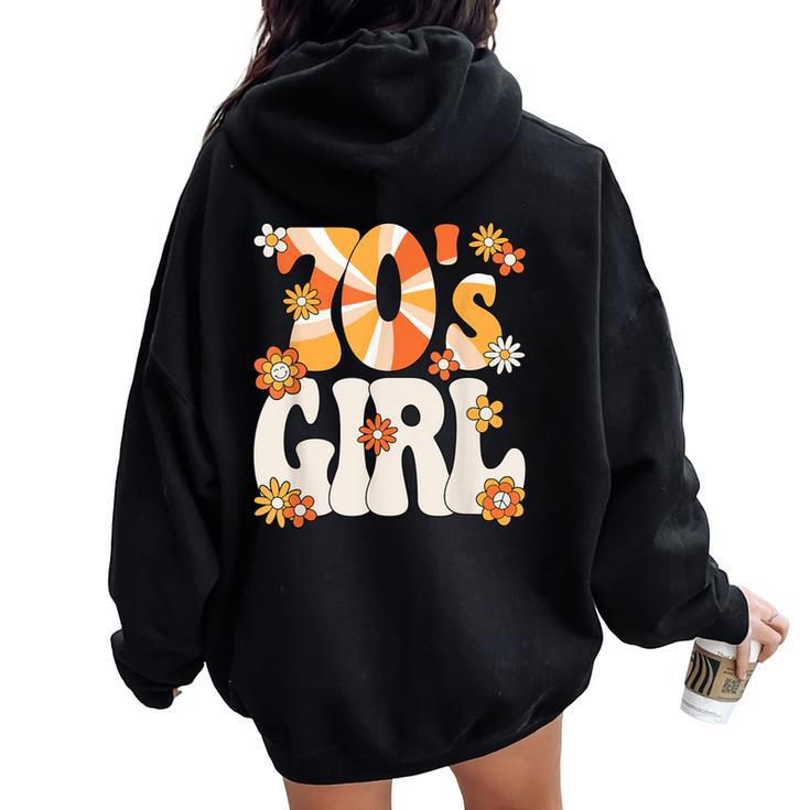 Groovy 70S Girl Hippie Theme Party Outfit 70S Costume Women Women Oversized Hoodie Back Print