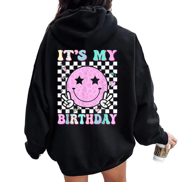 Groovy It's My Birthday Ns Girls Smile Face Bday Women Oversized Hoodie Back Print
