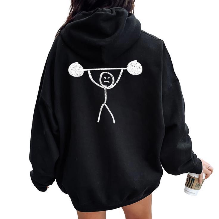 Gym Fitness Stickman Weight Lifting Squat Women Women Oversized Hoodie Back Print