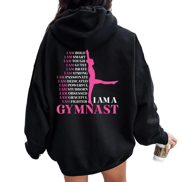 I Am A Gymnast Gymnastics Girls Boys Retro Sports Women Oversized Hoodie Back Print