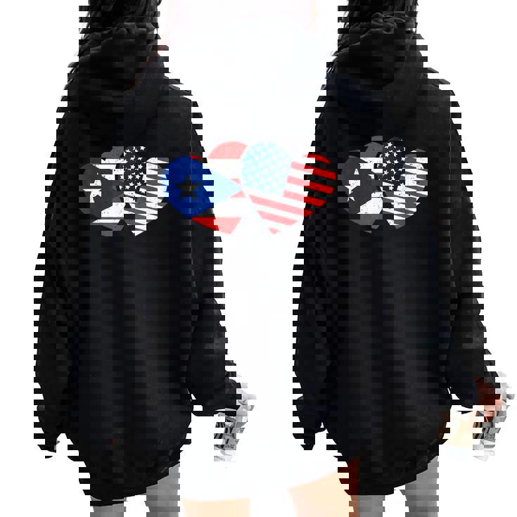 Half American Puerto Rican Girl Usa Puerto Rico Flag Boricua Women Oversized Hoodie Back Print
