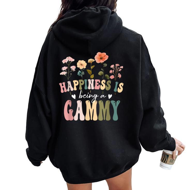 Happiness Is Being A Gammy Floral Gammy Mother's Day Women Oversized Hoodie Back Print