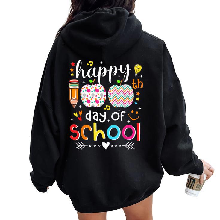 Happy 100 Days Of School Cute Teacher 100Th Day Of School Women Oversized Hoodie Back Print