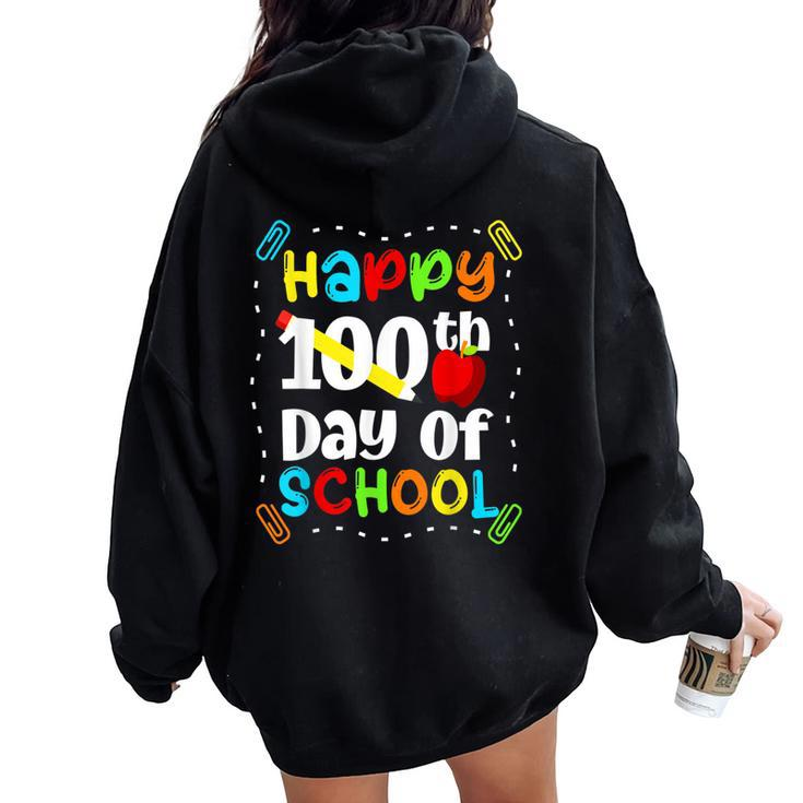 Happy 100Th Days Of School Teacher Boys Girls 100 Days Women Oversized Hoodie Back Print