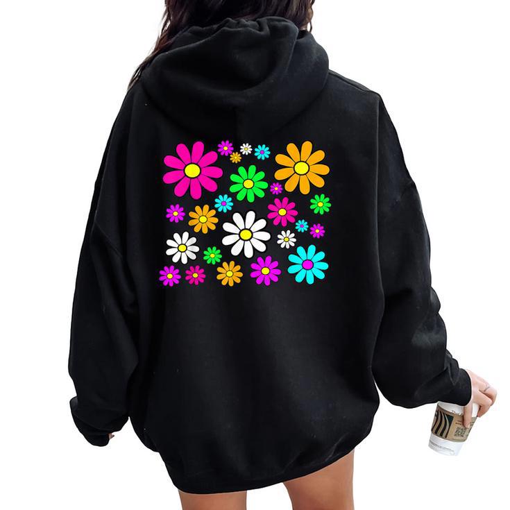 Happy Bright Daisies Daisy 60'S 70S Retro Vintage Hippie Women Oversized Hoodie Back Print