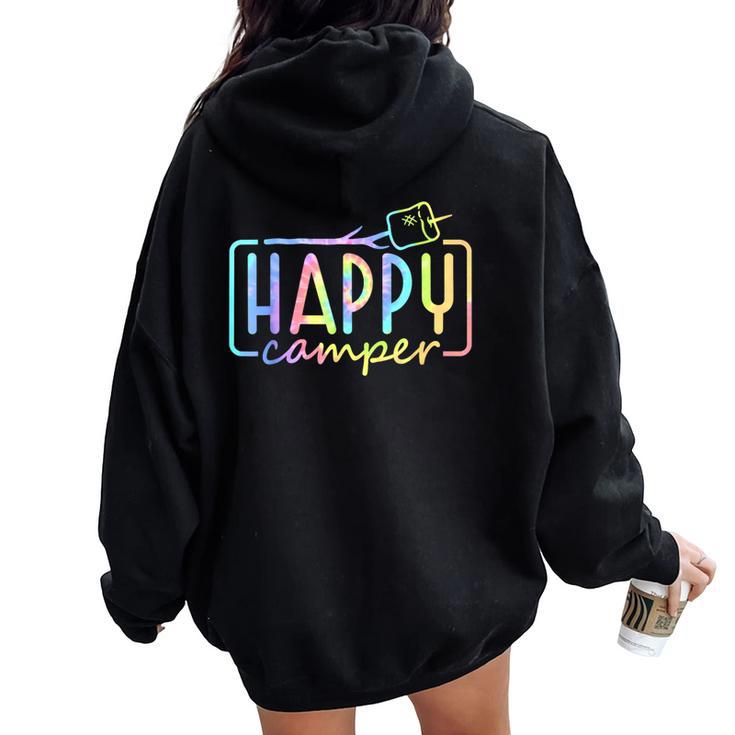 Happy Camper Tie Dye Rainbow Camping Hippie Girls Women Oversized Hoodie Back Print