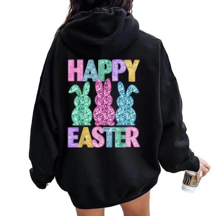 Happy Easter Bunny Rabbit Easter Day Girls Women Oversized Hoodie Back Print