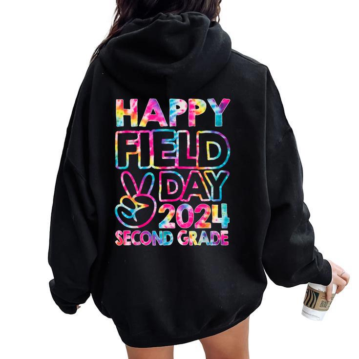 Happy Field Day 2024 Second Grade Field Trip Fun Day Tie Dye Women Oversized Hoodie Back Print