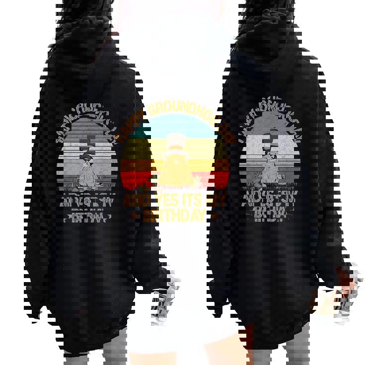 Happy Groundhog Day Lovers Costume Boys Girls Men Women Oversized Hoodie Back Print Happy Groundhog Day Lovers Costume Boys Girls Men Women Oversized Hoodie Back Print