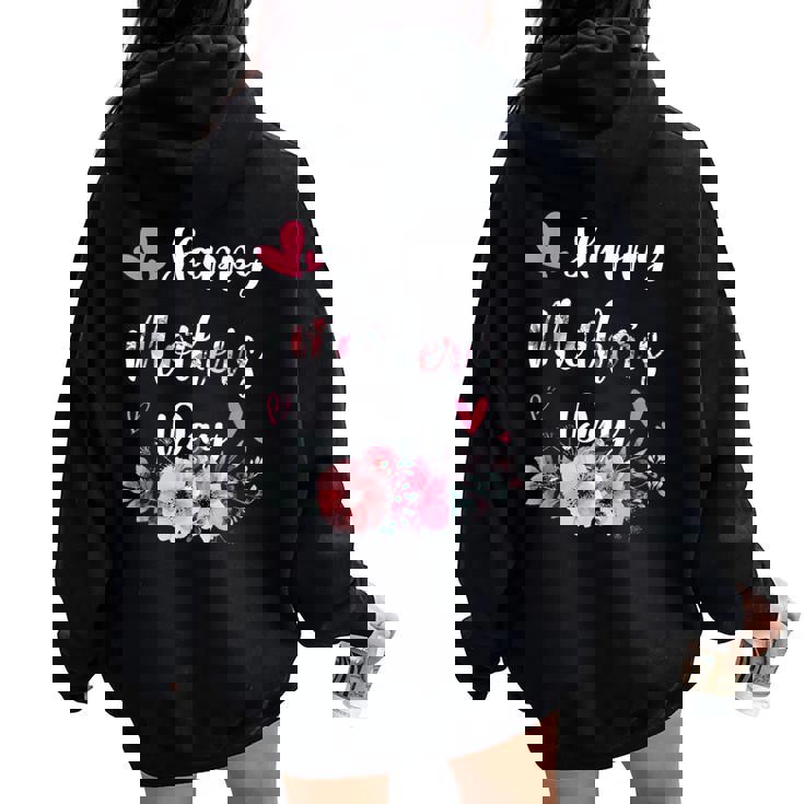Happy Mother's Day 2024 Cute Floral For Mom Grandma Women Oversized Hoodie Back Print