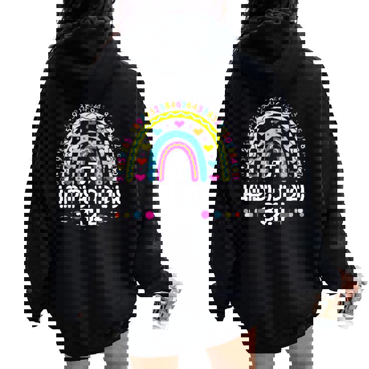 Happy Pi Day Rainbow 314 Pi Number Math Teacher Girls Women Oversized Hoodie Back Print