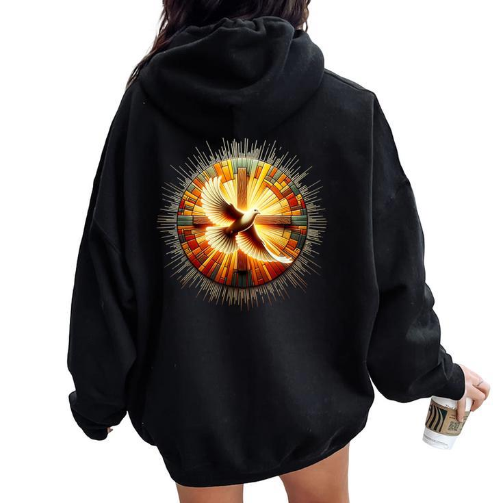 Holy Spirit Dove Powered Christian For And Women Women Oversized Hoodie Back Print