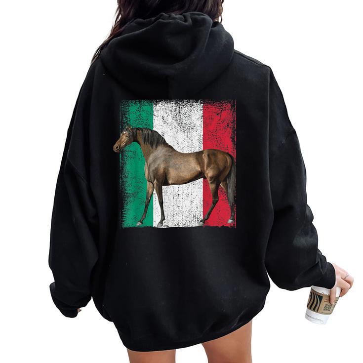 Horse Italian Flag Patriotic Riding Horses Horseback Farm Women Oversized Hoodie Back Print