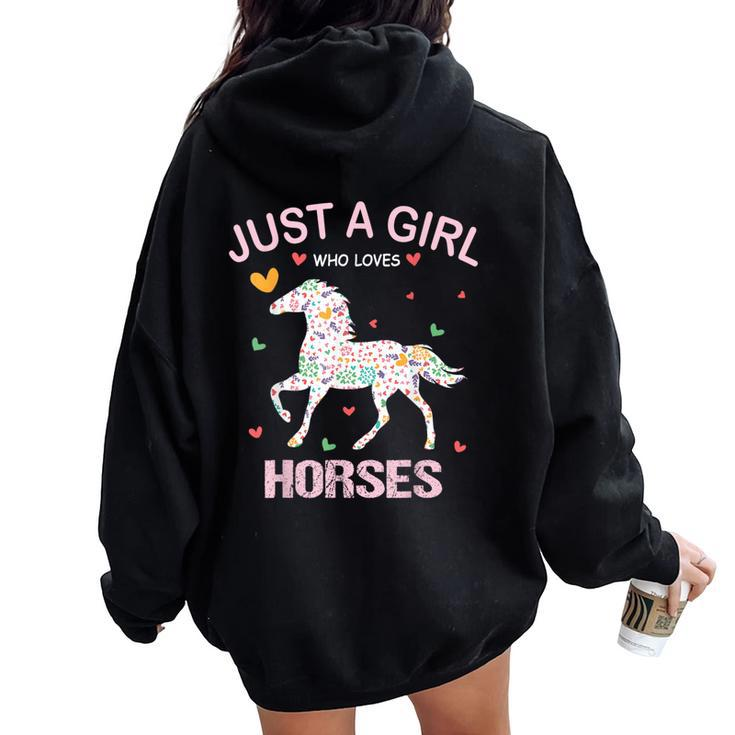 Horse Lover Just A Girl Who Loves Horses Women Oversized Hoodie Back Print