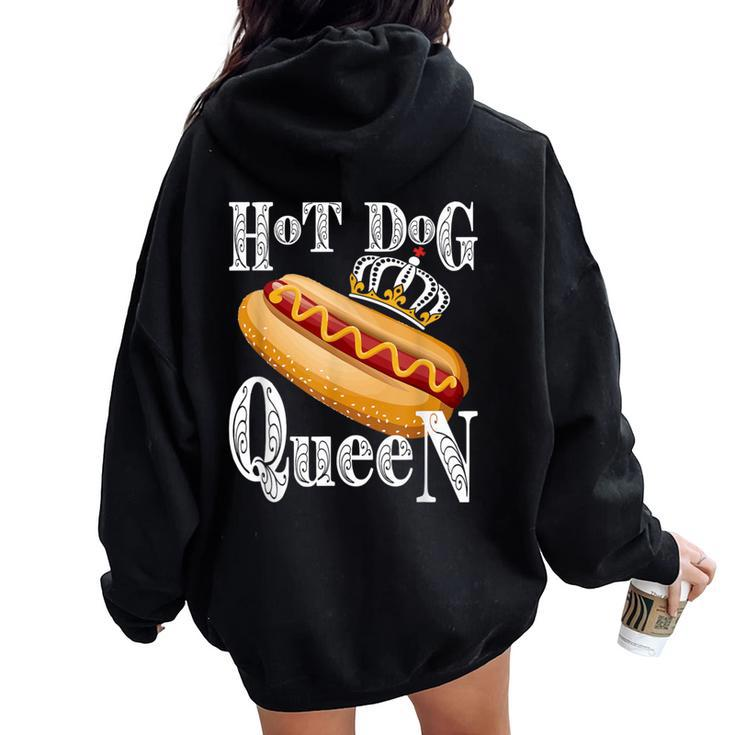 Hot Dog Queen Food Lover Sausage Party Graphic Women Oversized Hoodie Back Print