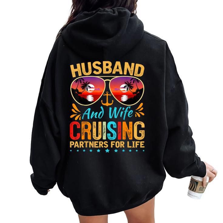 Husband Wife Cruising 2024 Cruise Vacation Couples Trip Women Oversized Hoodie Back Print