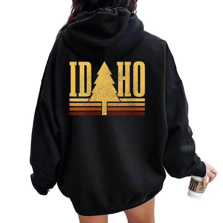 Idaho Vintage Tree State Pride Camping Hiking Idaho Women Oversized Hoodie Back Print