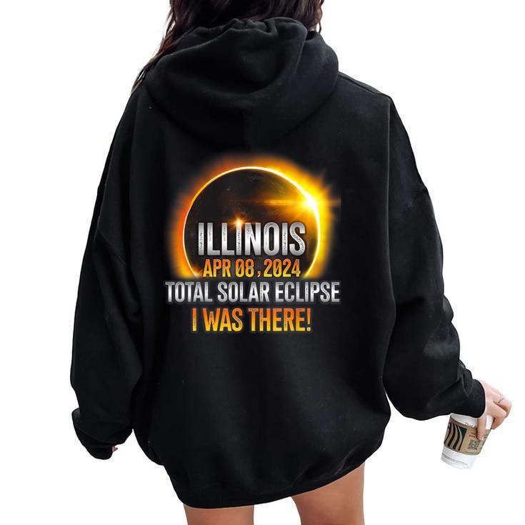 Illinois Solar Eclipse 2024 Usa Totality Women Oversized Hoodie Back Print