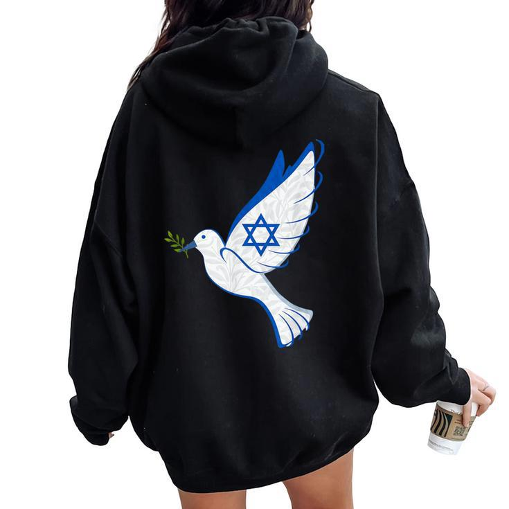 Israel Pro Support Stand Strong Peace Love Jewish Girl Women Oversized Hoodie Back Print