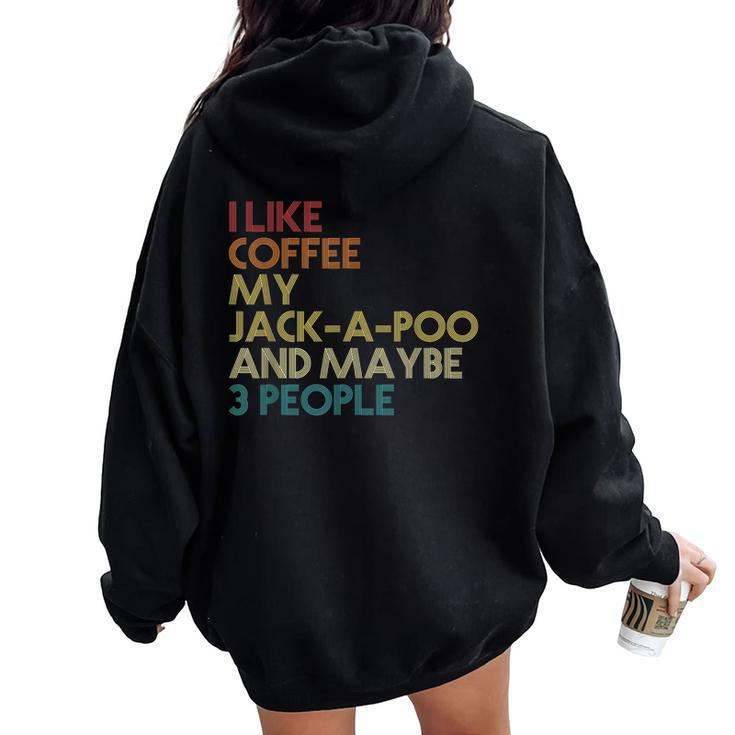 Jack-A-Poo Dog Owner Coffee Lovers Quote Vintage Retro Women Oversized Hoodie Back Print