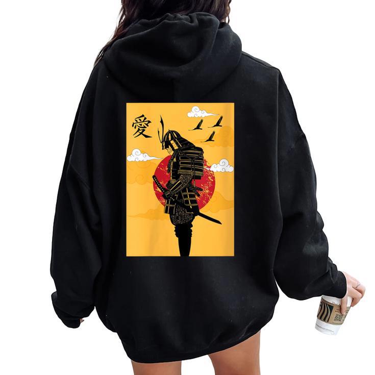 Japanese Ghost Samurai Vintage Fighter Women Oversized Hoodie Back Print