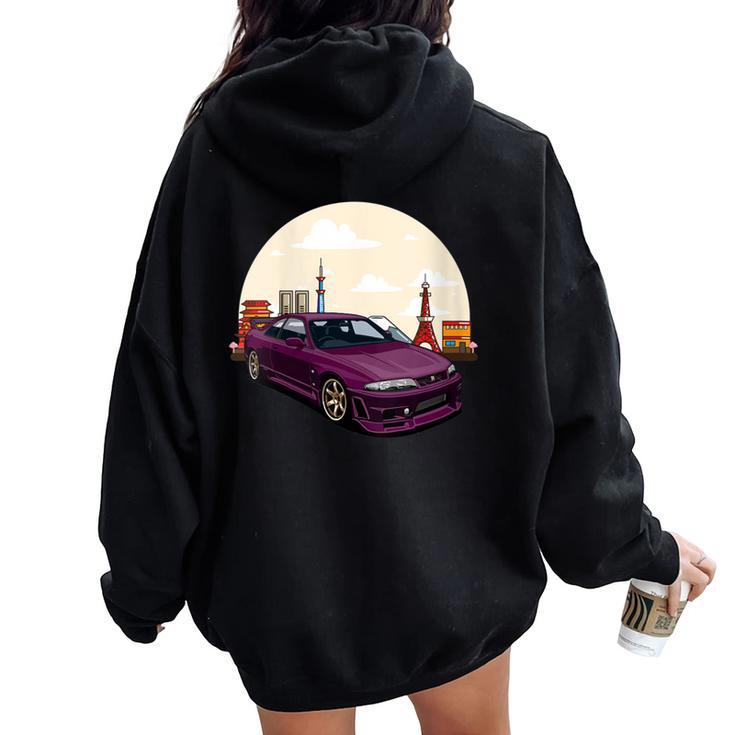 Jdm Skyline R33 Car Tuning Japan Tokio Drift Women Oversized Hoodie Back Print