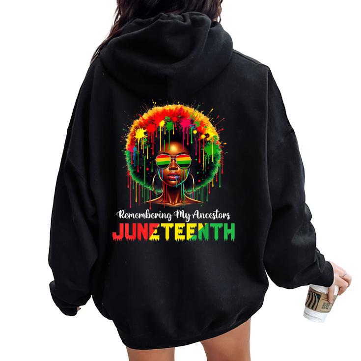 Junenth Black African Hair Remembering My Ancestors Women Oversized Hoodie Back Print